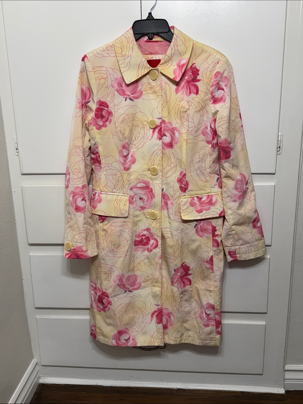 Esprit Cream / Yellow Trench Coat with Pink Floral Print